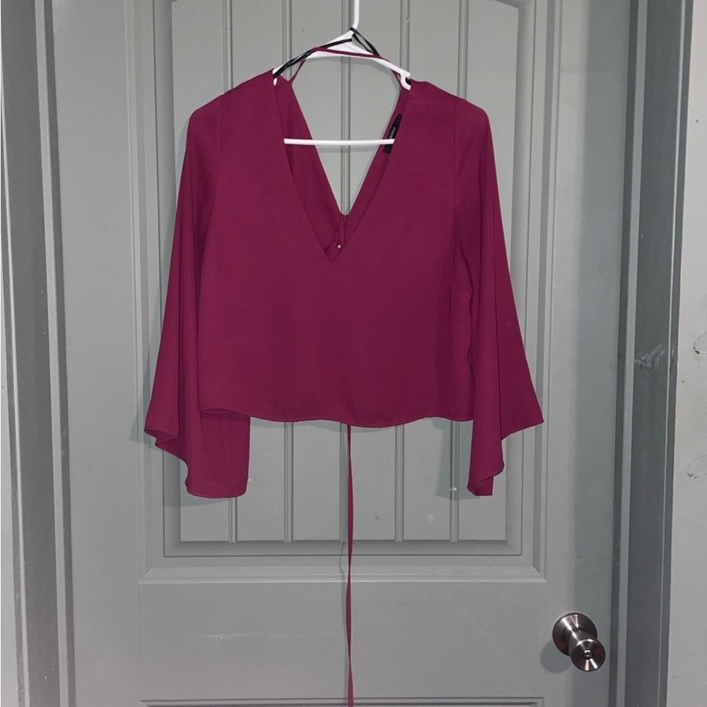 Forever 21 Deep Magenta V-Neck Blouse